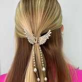 Pinza Alas De Angel Perlas Dorada - Bambú Rosa Joyas y Accesorios