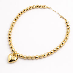 Collar Esferas Y Corazon Maxi Dorado - Bambú Rosa Joyas y Accesorios