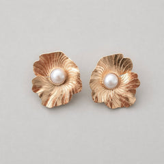 Aretes Maxi Topos flor perla florecer - Bambú Rosa Joyas y Accesorios