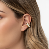 Ear Cuff Balines Y Perlas Dorado