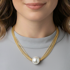 Collar Cadenas Maxi Perla Dorado