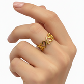 Anillo Argolla Corazones Dorado