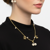 Collar Cerezas Doradas Con Perlas