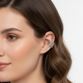 Ear Cuff Esferas Abanico Plateado