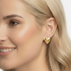 Aretes Topos + Ear Cuff Cadenas Corazón Dorados