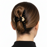 Pinza En Gamuza Maxi Corazon Dorada-Negra