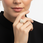 Anillo Corazón Perlas Latidos Dorado