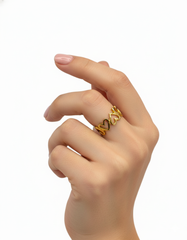 Anillo Argolla Corazones Dorado