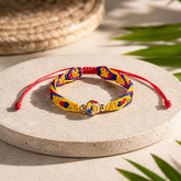 Pulsera Balón Futbol Tejida Colombia Dorada - Bambú Rosa Joyas y Accesorios
