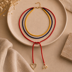 Collar Corbatin Colombia Dorado corazón brillante