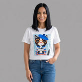 Camiseta manga corta blanca estampada negro - Bambú Rosa Joyas y Accesorios