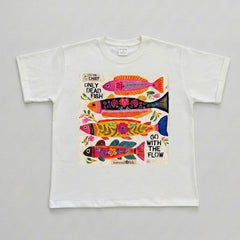 Camiseta manga corta blanca estampada peces colores - Bambú Rosa Joyas y Accesorios