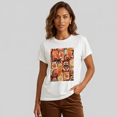 Camiseta manga corta blanca estampada playa - Bambú Rosa Joyas y Accesorios