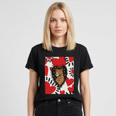 Camiseta manga corta negra estampada leopardo corazon - Bambú Rosa Joyas y Accesorios