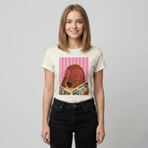 Camiseta manga corta blanca estampada Perro gafas - Bambú Rosa Joyas y Accesorios