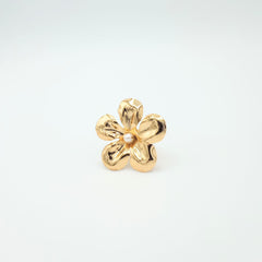 Anillo Flor Loto Perla Dorado - Bambú Rosa Joyas y Accesorios