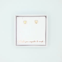 Aretes Topos Cristal Corazón Boreal - Bambú Rosa Joyas y Accesorios