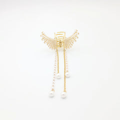 Pinza Alas De Angel Perlas Dorada - Bambú Rosa Joyas y Accesorios