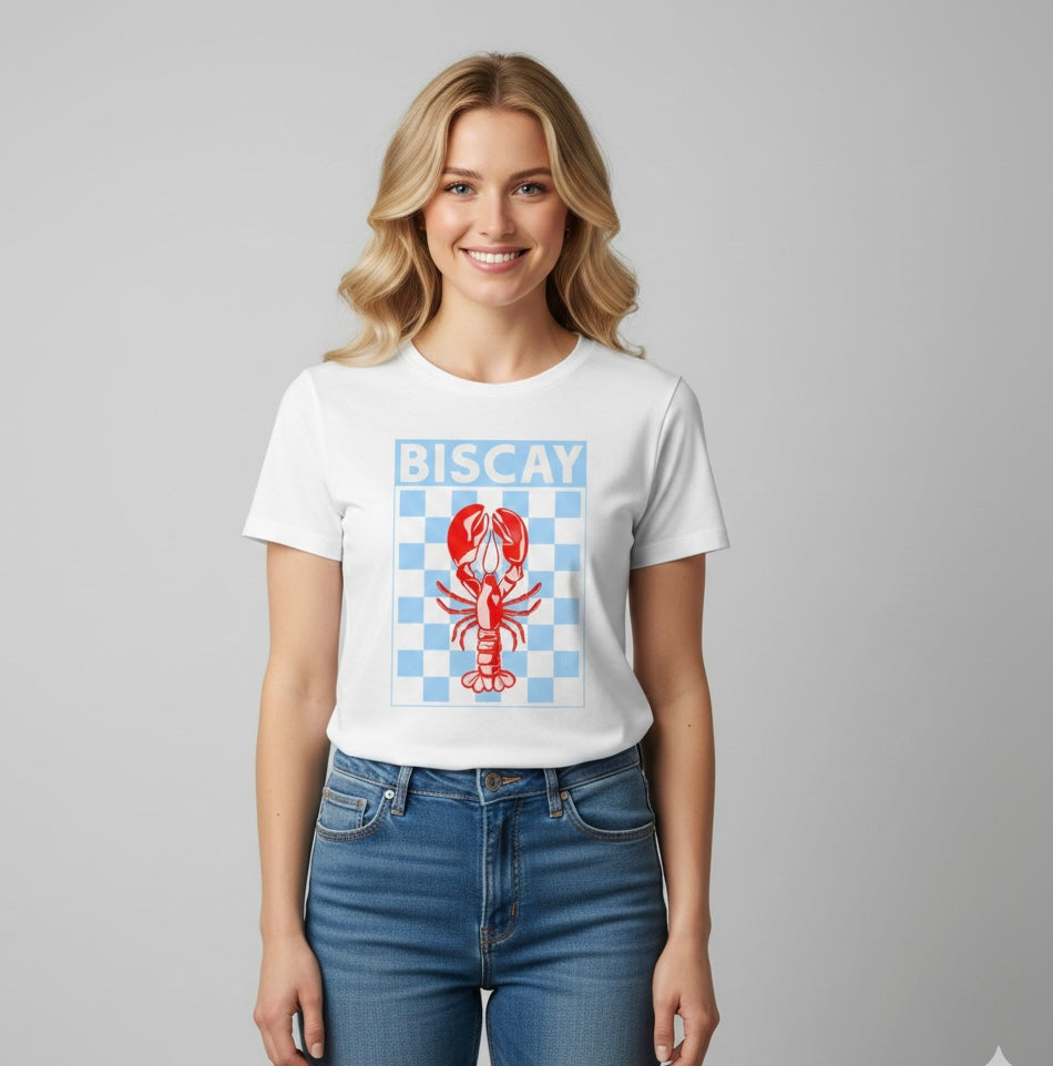 Camiseta manga corta estampada langosta - Bambú Rosa Joyas y Accesorios