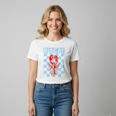 Camiseta manga corta estampada langosta - Bambú Rosa Joyas y Accesorios