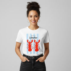 Camiseta manga corta blanca estampada langostas rayas - Bambú Rosa Joyas y Accesorios