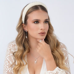 Diadema Perlas Tejida Blanca