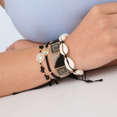 Set De Pulseras X4 Negro Espiral Concha Esencial