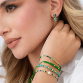 Set De Pulseras X4 Y Candongas Esencial Verde