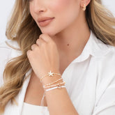 Set De Pulseras X4 Y Candongas Esencial Beige-Rosa