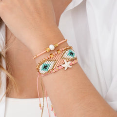 Set De Pulseras X4 Ojo Turco Tono Pastel Esencial