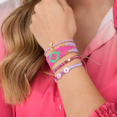 Set De Pulseras X4 Ojo Turco Esencial Tonos Violeta