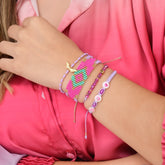 Set De Pulseras X4 Ojo Turco Esencial Tonos Violeta