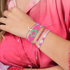 Set De Pulseras X4 Ojo Turco Esencial Tonos Violeta