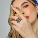 Anillo Maxi Triple Linea Plateado