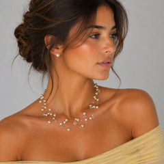 Collar Perlas Entorchadas Dorado Florecer - Bambú Rosa Joyas y Accesorios