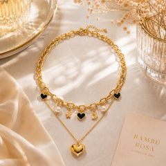 Collar Triple Dijes surtidos Cadenas Dorado - Bambú Rosa Joyas y Accesorios