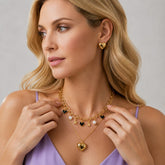 Collar Triple Dijes surtidos Cadenas Dorado - Bambú Rosa Joyas y Accesorios
