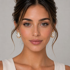 Aretes Maxi Topo Perla Dorados Florecer - Bambú Rosa Joyas y Accesorios