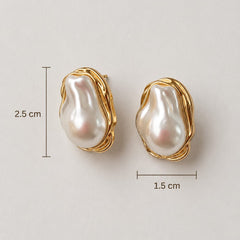 Aretes Maxi Topo Perla Dorados Florecer - Bambú Rosa Joyas y Accesorios