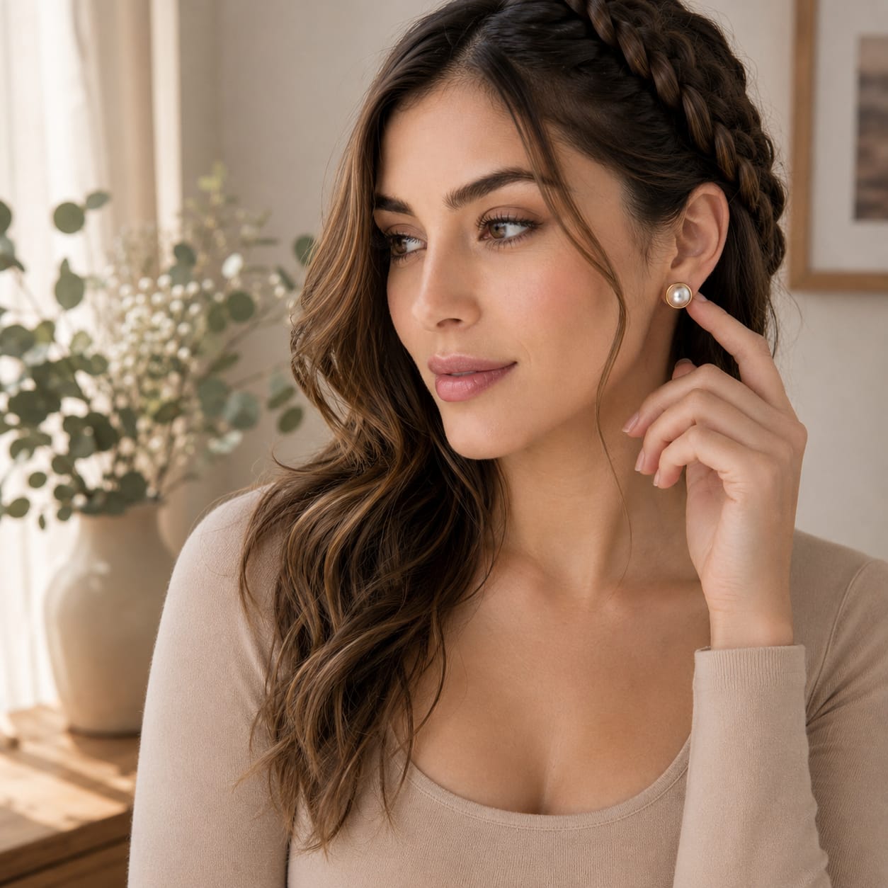 Aretes Topos Bola Perla Dorados Florecer - Bambú Rosa Joyas y Accesorios