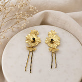 Aretes Sirena Onix Cristal Dorado - Bambú Rosa Joyas y Accesorios