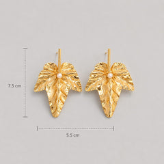 Arete Largo Otoño Perla Dorado - Bambú Rosa Joyas y Accesorios