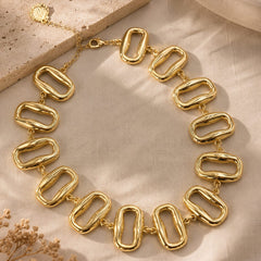 Collar Maxi Eslabones Latidos Irregular Dorado - Bambú Rosa Joyas y Accesorios