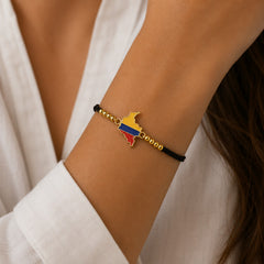Pulsera Mapa Colombia Dorada