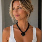 Maxi Collar Ábaco Negro - Bambú Rosa Joyas y Accesorios