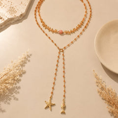 Set Collar Corbatin y Topo Balin Cristales Salmón Aura