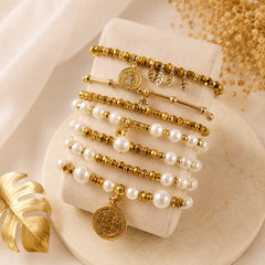 Set Pulseras X 7 Dorados Aura