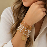 Set Pulseras X 7 Salmón Aura - Bambú Rosa Joyas y Accesorios