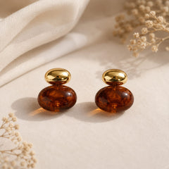 Aretes Maxi Topos Piedra Café Aura