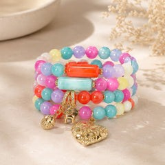 Pulsera Piedras Multicolor Dijes Dorada Aura
